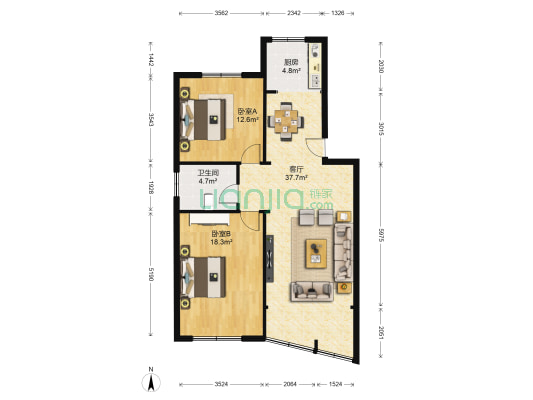 顺心居小区 2室1厅1卫 94平方