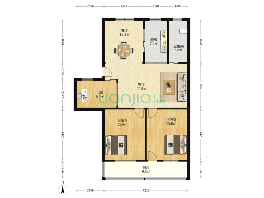 长江西路16号 3室2厅1卫 120平方