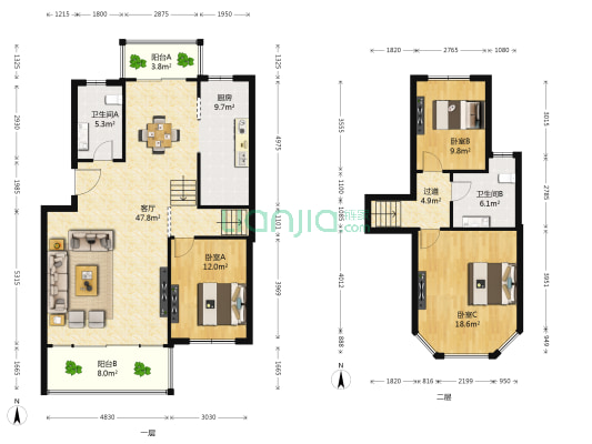 远东世纪花园 3室1厅2卫 137平方