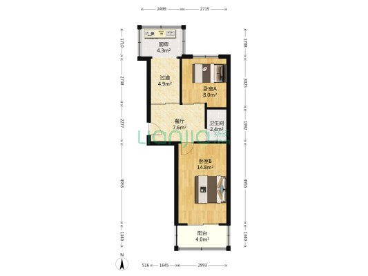兴中路啤酒厂家属院 2室1厅1卫 55平方