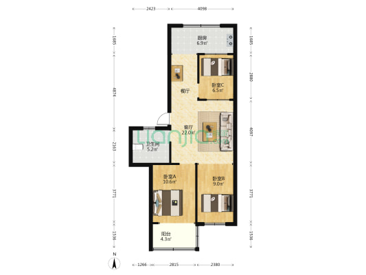 盛福园 3室1厅1卫 82平方