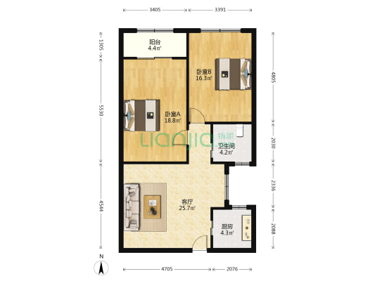 金谷大楼 2室1厅1卫 99平方