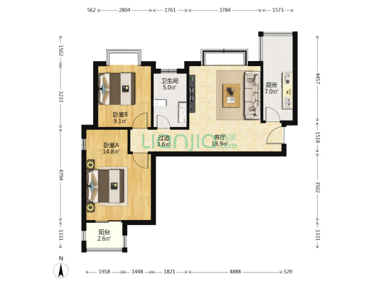 东城新一家 2室1厅1卫 83平方