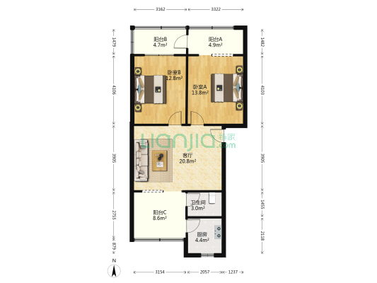 建行宿舍(金牛) 2室1厅1卫 74平方