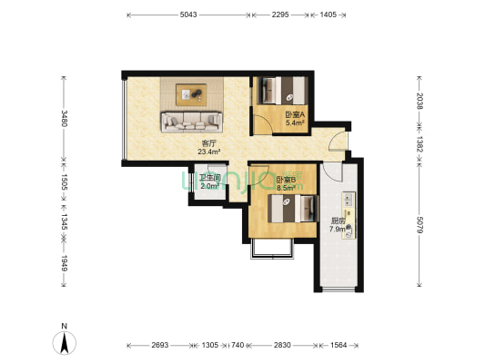 盛景华庭 2室1厅1卫 61平方