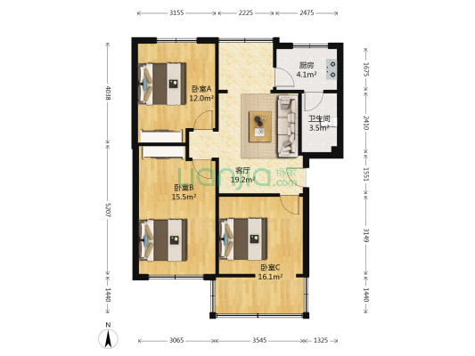 牧电路22号院 3室1厅1卫 81平方