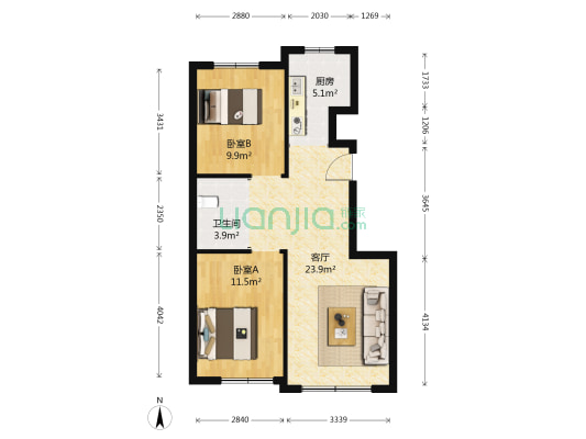 万龙银河城一期 2室1厅1卫 82平方