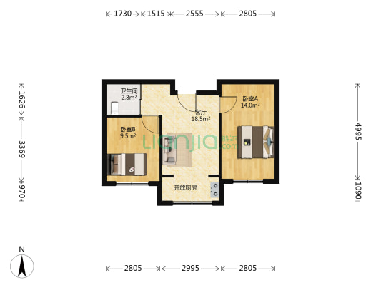 塞纳阳光I区 2室1厅1卫 63平方
