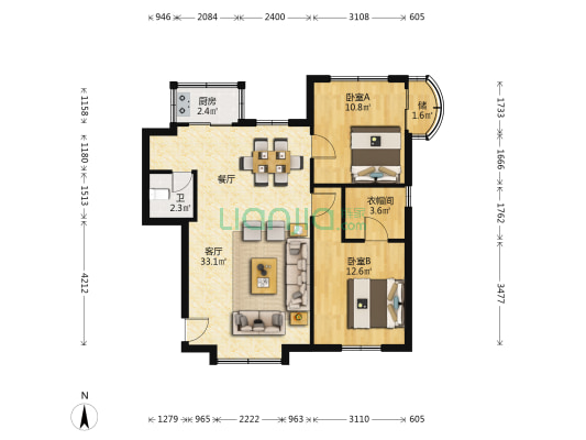 广达新村 2室1厅1卫 77平方
