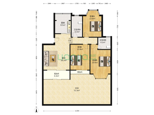 郁庭峰 3室1厅2卫 117平方