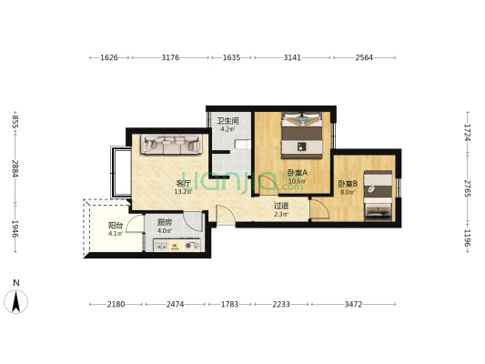 跃进苑 2室1厅1卫 60平方