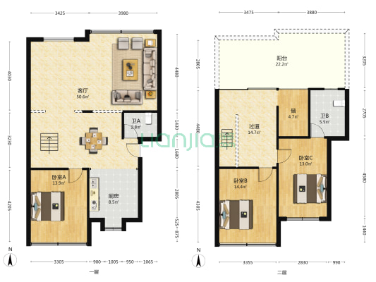 中山路13号 3室1厅2卫 326平方