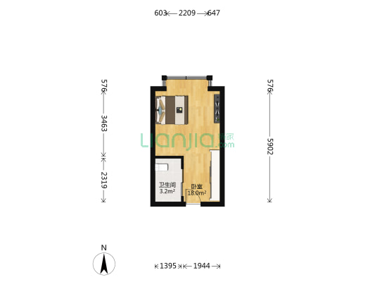 首尔甜城·39街区 1室0厅1卫 35平方