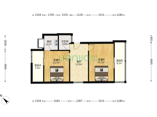 民主一街183号 2室1厅1卫 63平方