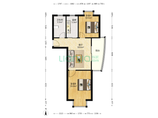 鑫都城云天绿洲 2室1厅1卫 80平方