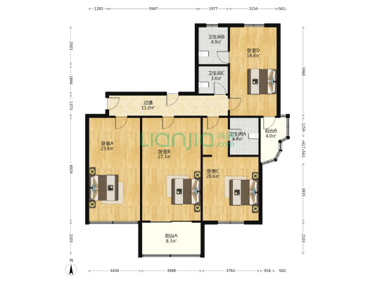 金汇名人苑三街坊 4室0厅3卫 142平方