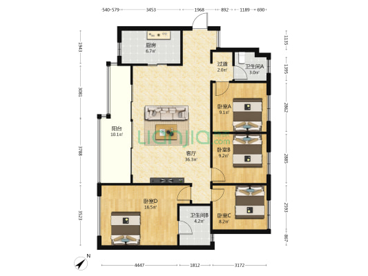 万科璟南堂 4室1厅2卫 124平方