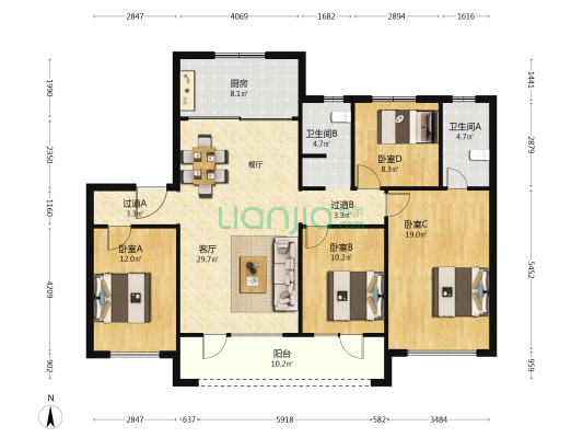中南林樾 4室1厅2卫 137平方