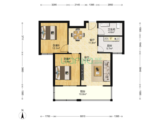 丽馨园 2室2厅1卫 99平方