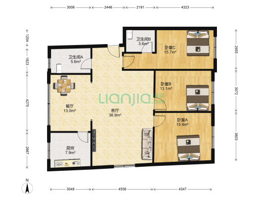 诗书路南段270号 3室2厅2卫 145平方