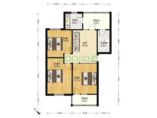 三强南路一段174号 3室1厅1卫 82平方