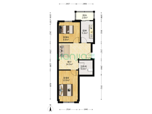 康乐新居 2室1厅1卫 66平方