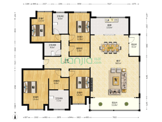 佳湖熹祥苑 4室1厅3卫 219平方