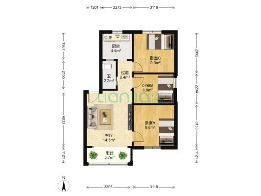 昌岗东路 3室1厅1卫 66平方