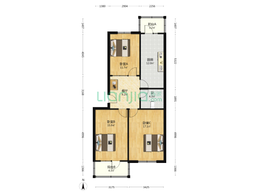 石油家属楼 3室1厅1卫 91平方