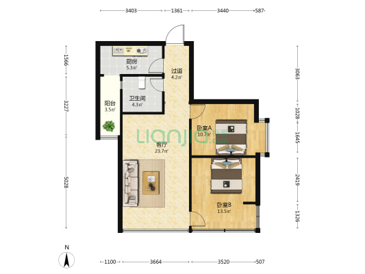 景泰雅苑 2室1厅1卫 75平方