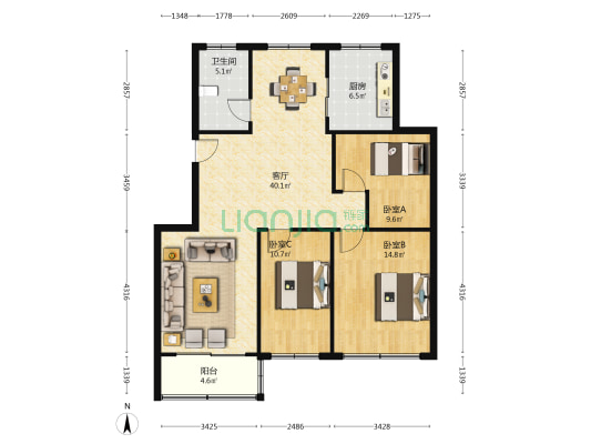 建昌新苑 3室1厅1卫 115平方