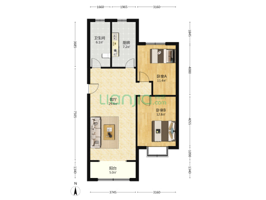兴华园 2室1厅1卫 92平方