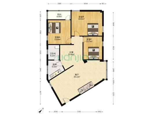 碧玉小区 3室1厅1卫 120平方