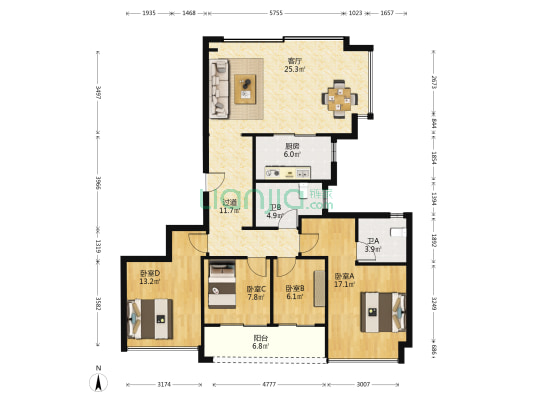 绿城春风金沙 4室1厅2卫 140平方