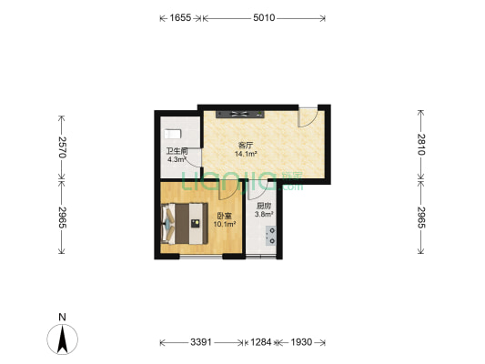 高铁时代广场 1室1厅1卫 50平方
