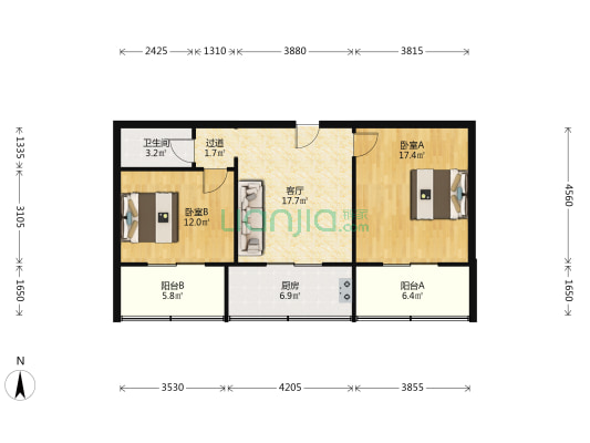 宏泰苑小区 2室1厅1卫 84平方