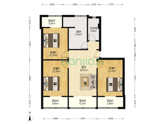 社学巷21号 3室1厅1卫 92平方