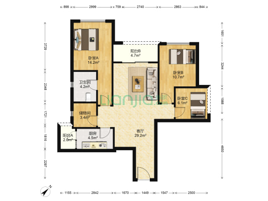 锦御 3室1厅1卫 95平方