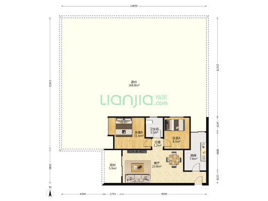 嘉和康桥B区 2室1厅1卫 73平方