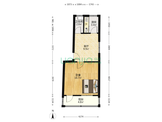 公园路东街5号院 1室1厅1卫 46平方