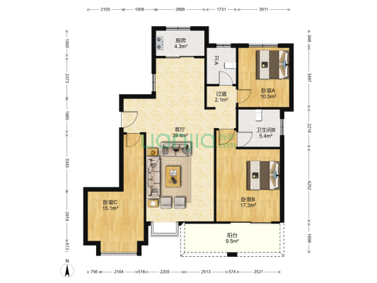 祥源文旅城祥和府 3室1厅2卫 129平方