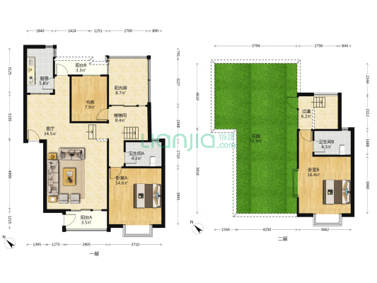蓝色空间蓝宇 3室1厅2卫 130平方