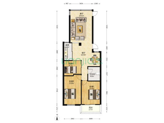 金牛山高校住宅小区 3室2厅1卫 94平方
