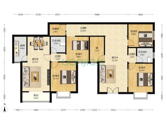 东城小区 4室2厅2卫 81平方