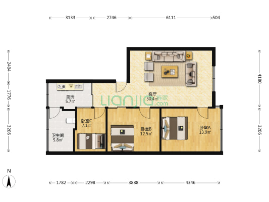 镇安路31号大院 3室1厅1卫 92平方