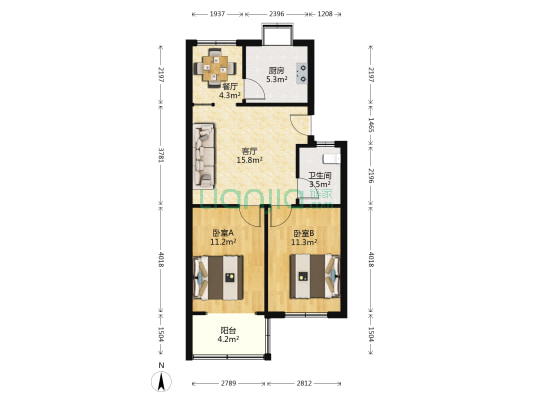 武冶小区 2室2厅1卫 70平方