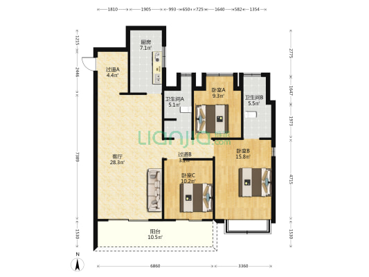 中交锦澜府 3室1厅2卫 127平方