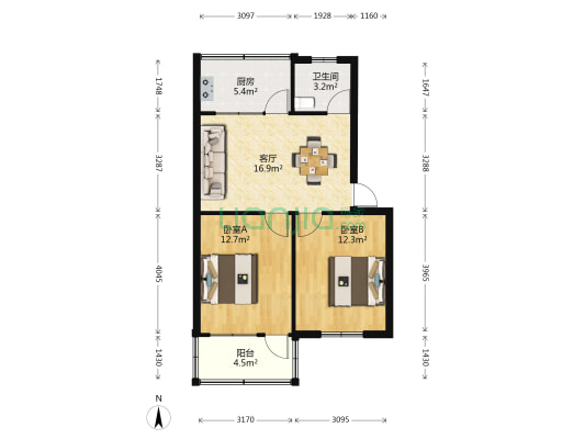 钱江七苑 2室1厅1卫 50平方