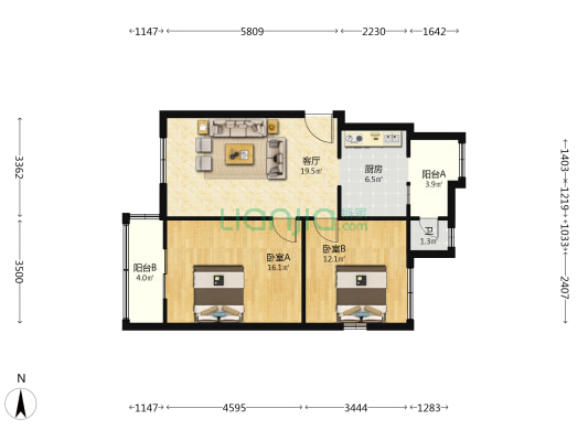 兴关路7号 2室1厅1卫 78平方