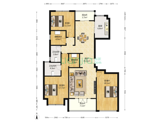 颐和湾花园 3室1厅2卫 141平方